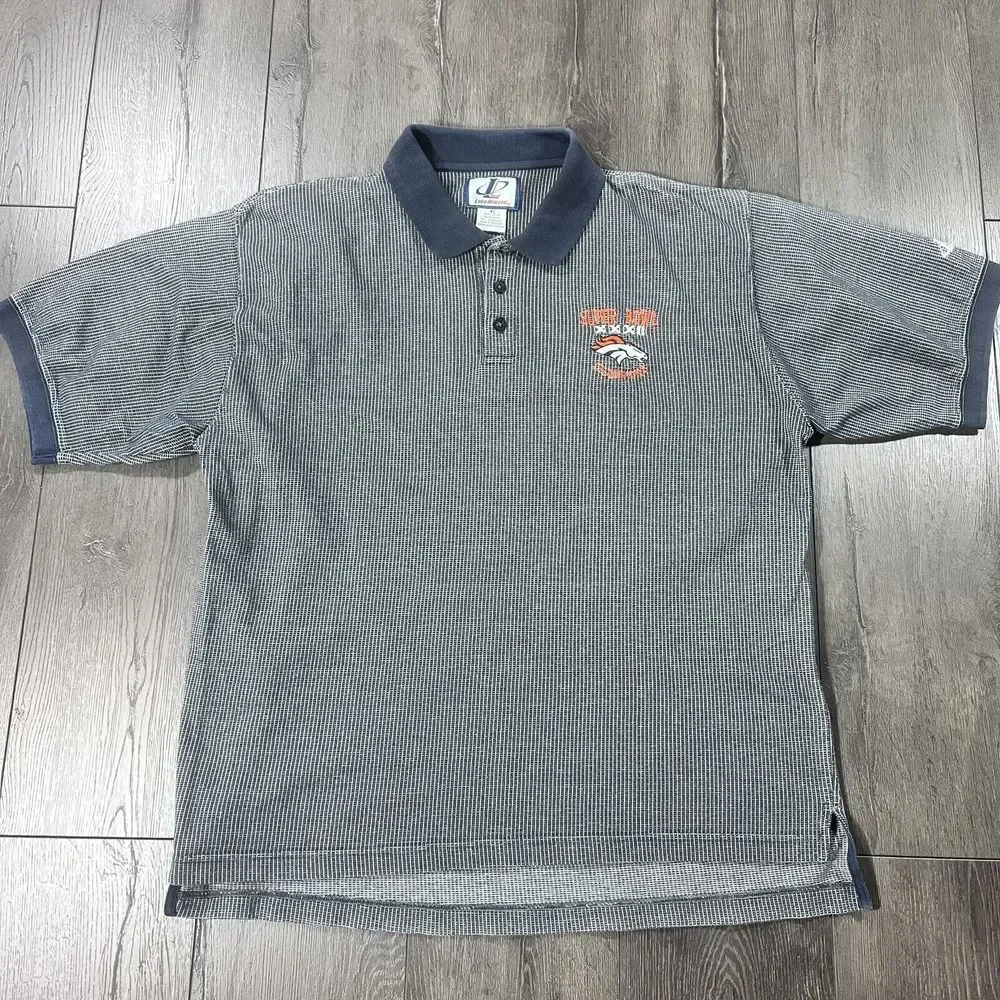 Denver Broncos Polo Shirt‎ Mens XL Blue  Super Bowl XXXII Logo Athletic VTG 1998 - Picture 2 of 6